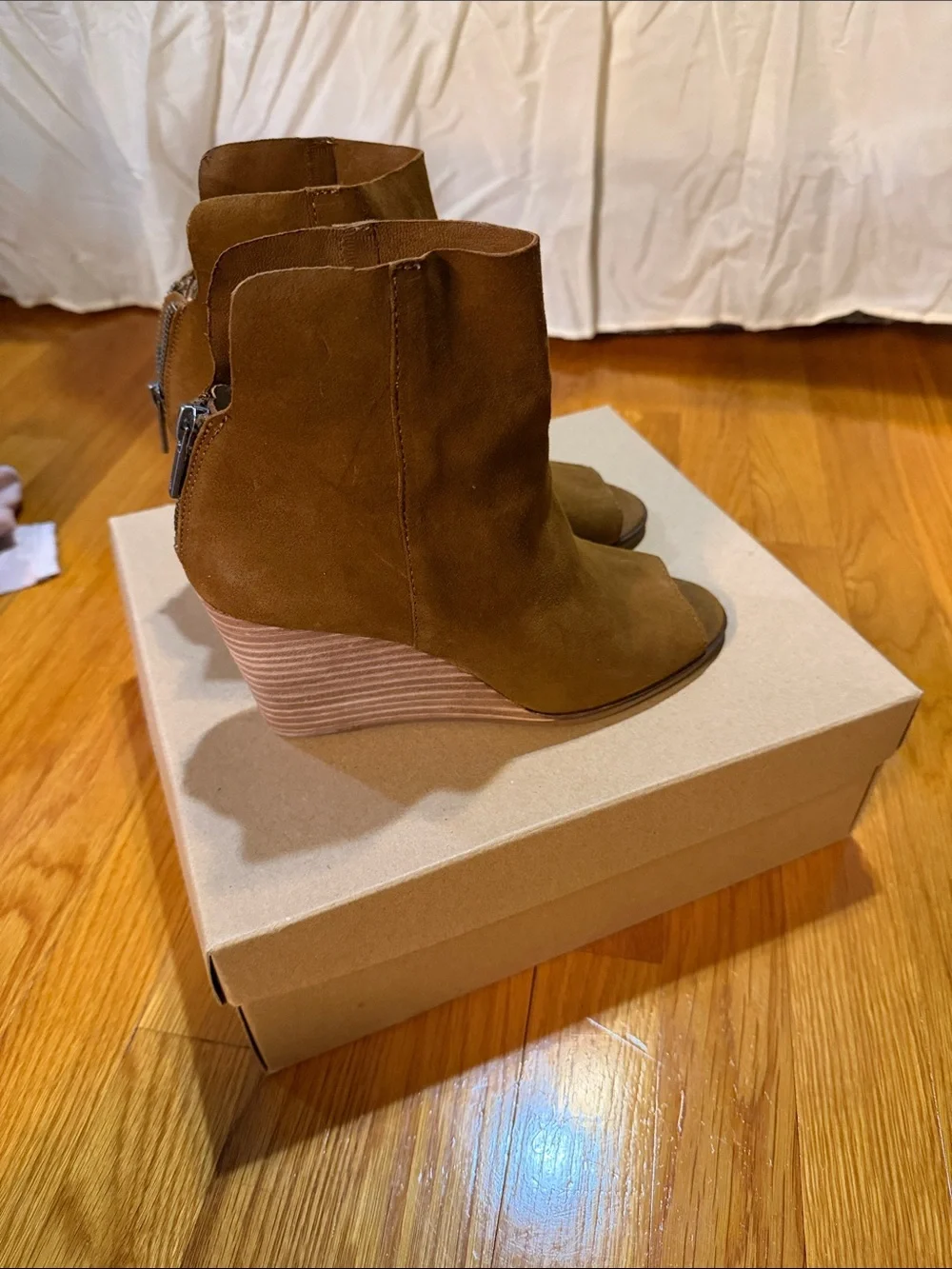 Lucky Brand Brown Suede Wedge Ankle Boots